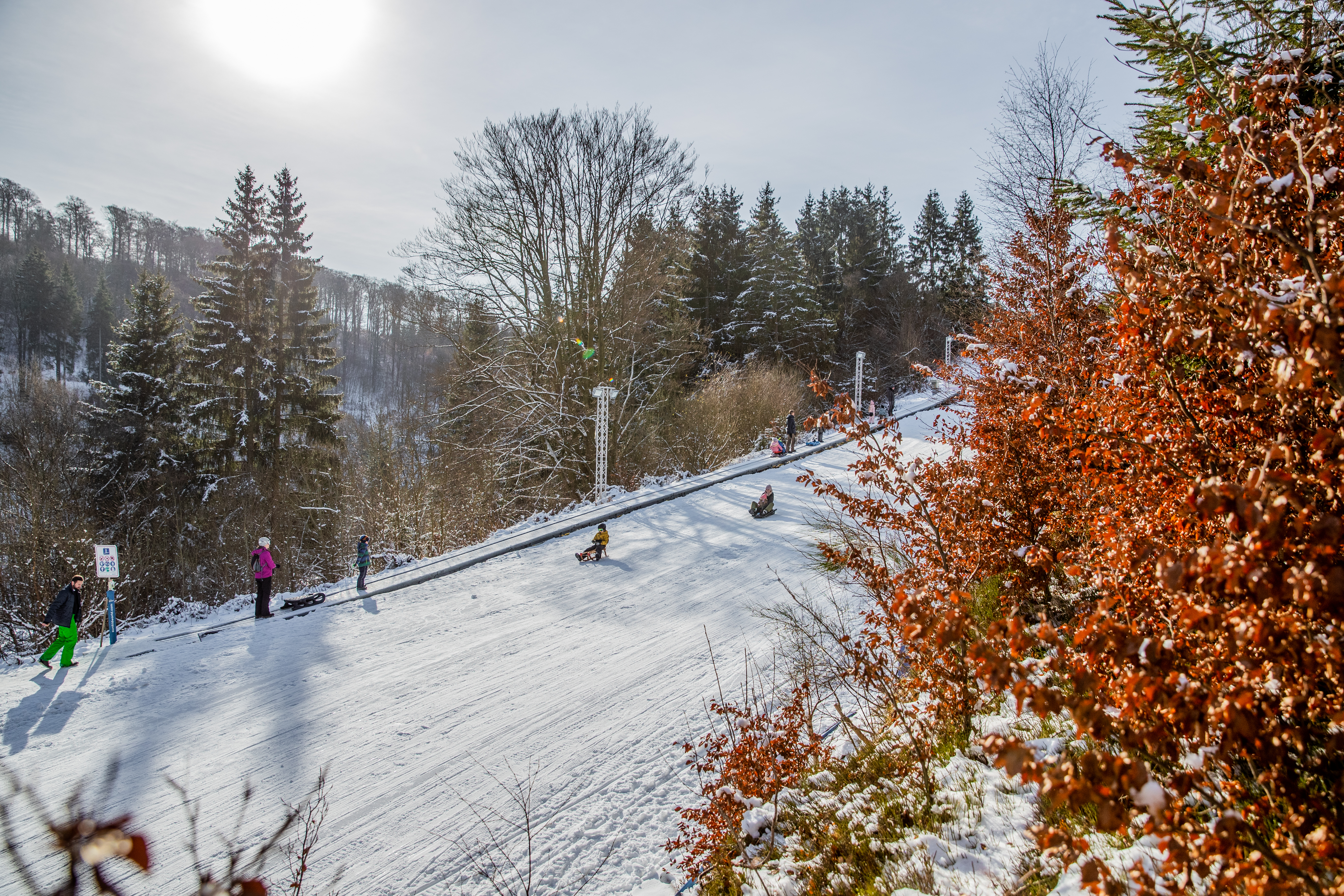 Skifahrer auf der Piste.