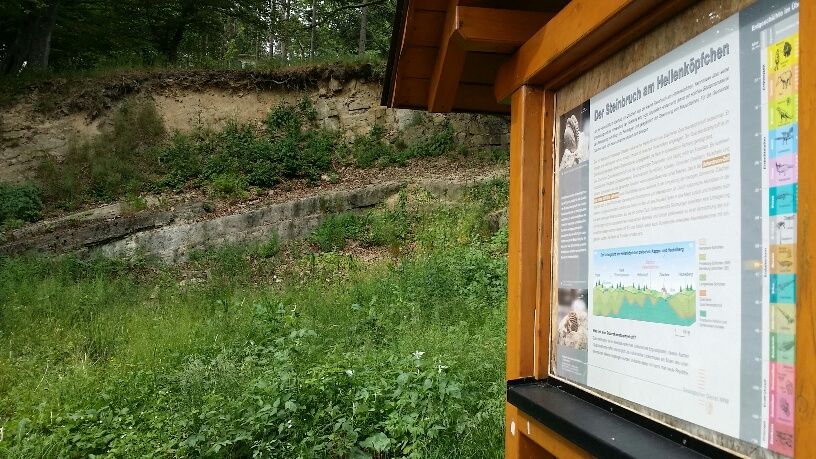 Informationstafel über den Steinbruch.