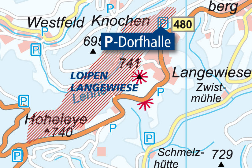 Übersichtskarte des Loipen-Gebietes in Langewiese.